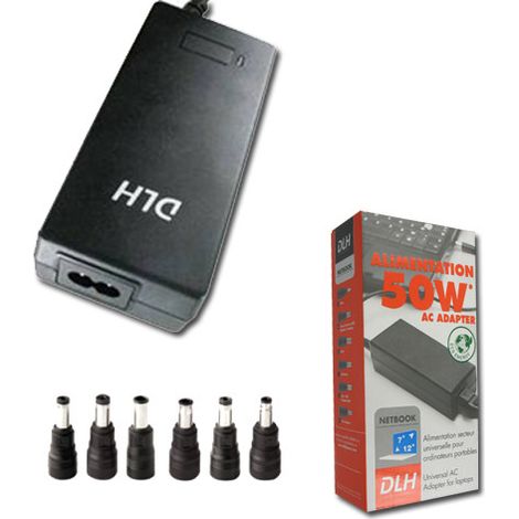 Alimentation secteur 50W universelle Notebook 7-12' DY-AI1545N pour Ordinateur portable ACER, ALIENWARE, APPLE, ASUS, DELL, EMACHINES, FUJITSU, GIGABYTE, HITACHI, HP COMPAQ, LENOVO, MEDION, MITAC, MS