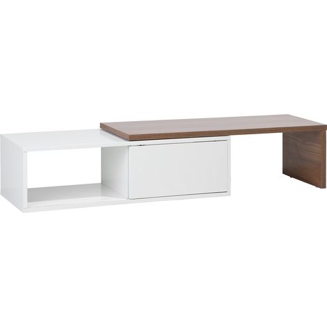 Soporte para TV de madera clara y MDF blanco mueble multimedia parte superior extensible para televisor de hasta 70ʺ Yonkers (1/5)