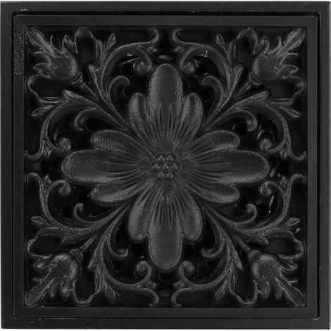 Bonde de sol en cuivre noir 10x10cm, anti-odeurs, encastrée, pour salle de bain d'hôtel ou maison (1/5)