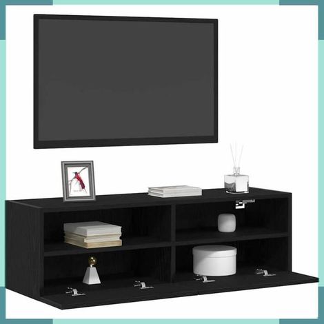 862192 Meuble TV mural Chêne noir 100 x 30 x 30 cm Bois d'ingénierie (1/5)