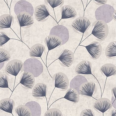Country style wallpaper wall Profhome 791512 hot embossed non-woven wallpaper slightly textured with floral ornaments matt grey violet blue white pigeon blue 5,33 m2 (1/5)