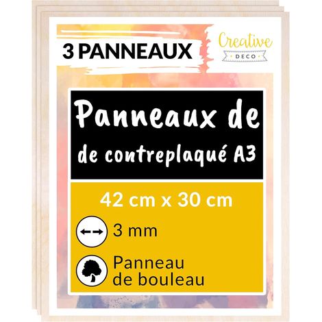 3 x Panneaux Contreplaqué Bouleau A3 - 420 x 300 x 3mm