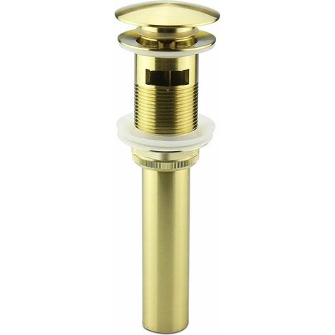 BRAVIX Bouchon de vidange escamotable vanité avec trop-plein, robinet de salle d'or lavabo vasque vidange