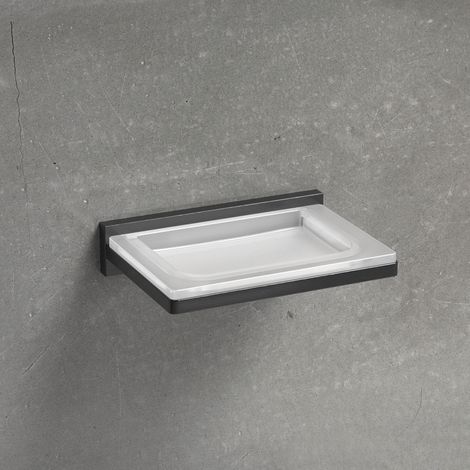 COLOMBO DESIGN Look b1601 porta sapone parete vetro acidato naturle grafite codice prod: B16010GL-VAN (1/2)