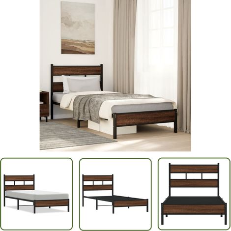 vidaXL Cadre de lit sans matelas chêne marron 100x190 cm (1/5)