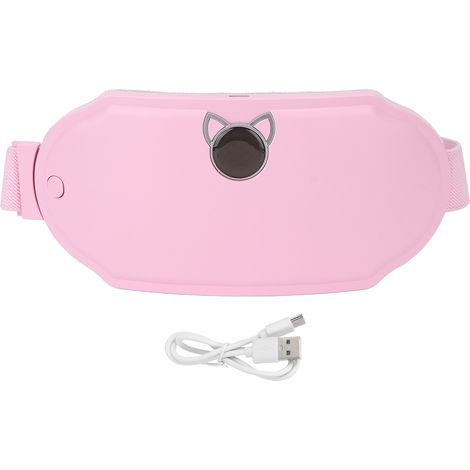 Tapis chauffant menstruel femme 6 niveaux température ceinture électrique vibration rapide chauffage taille rose (1/5)