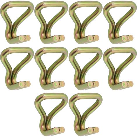 Lot de 10 Crochets à Double Pointe pour Sangle d'arrimage Tendeur de Sangle Crochet en J de Fixation de Chargement pour Sangle de 25 Mm de Large 50 X 30 X 15 Mm Doré (1/5)
