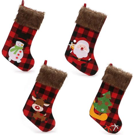 Chaussettes de Noël à suspendre, chaussettes à suspendre pour décorations de Noël, ornements, cadeaux, sac de rembourrage (1/5)