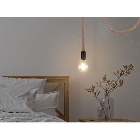 LED Pendelleuchte 1-flammig mit Hanfseil, Abhängung 160cm (1/5)