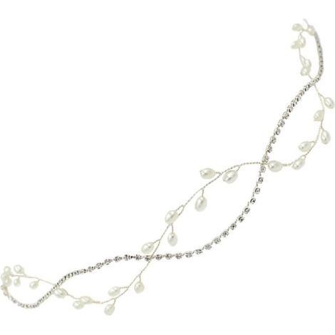 Coiffe de Mariée Argentée, Bandeau Cheveux Mariage Délicat (1/5)