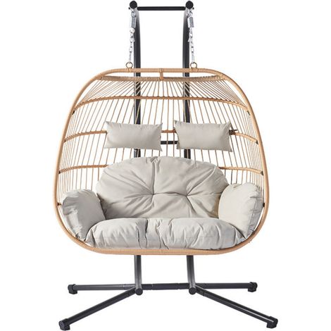 Sillón colgante para 2 personas con efecto ratán  FARO (1/5)