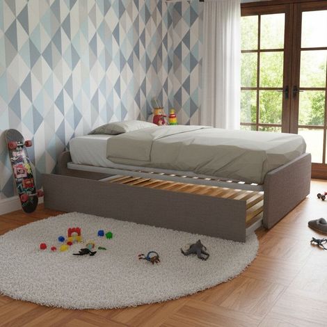 Letto 1 piazza e mezza con letto estraibile - Grigio fumo