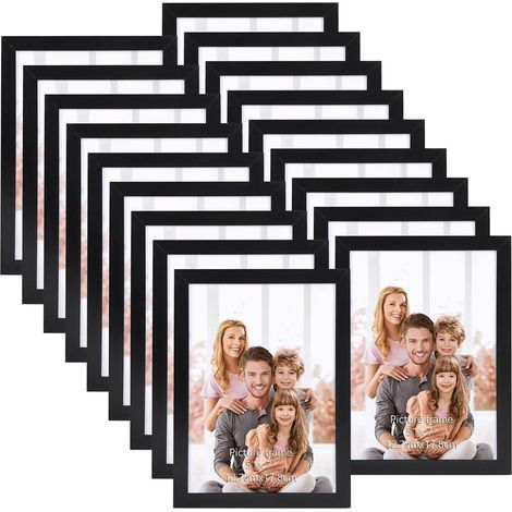 Bilderrahmen Collage Set 18er Wand Tischaufsteller Schwarz 13x18cm (1/5)