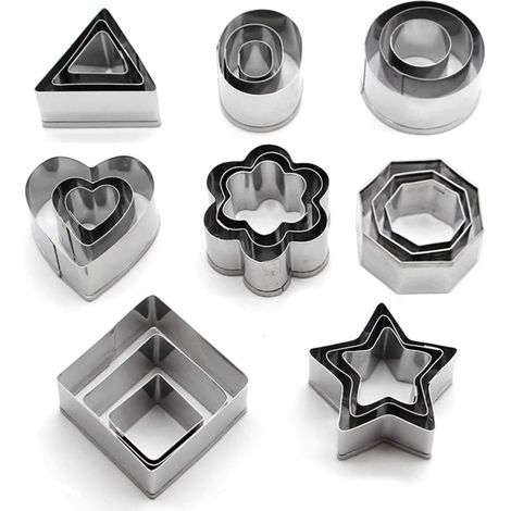 Emporte Piece Patisserie, Lot de 24 Mini Forme Géométrique Biscuit, Emporte-pièces en Acier Inoxydable pour Gateau Fondant Biscuit Cookie Patisserie-Fei Yu (1/5)