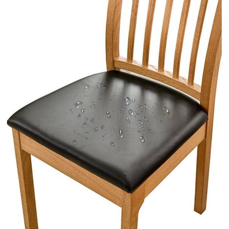 Esszimmerstuhlbezüge, wasserdicht, aus PU-Leder, Schwarz