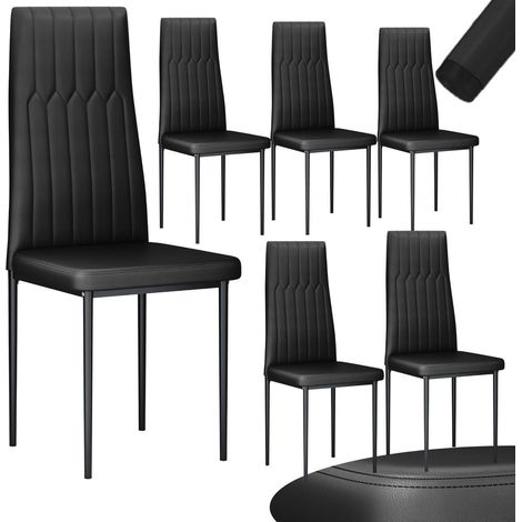 Esszimmerstühle 6er Set mit hoher Rückenlehne, pflegeleicht, wasserdicht, schwarz (1/5)