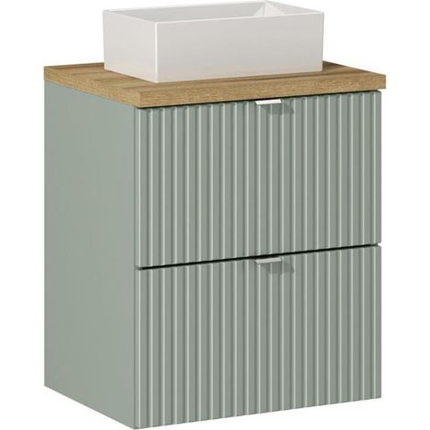 Meuble vasque à poser 50 cm - A tiroirs - Vert Roseau - Livraison gratuite