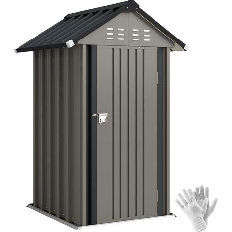 Abri de Jardin en Métal 1,17 m², 122 x 121 x 192 cm, Toit à Deux Versants, Ventilation, Serrure, Gants Inclus (1/5)