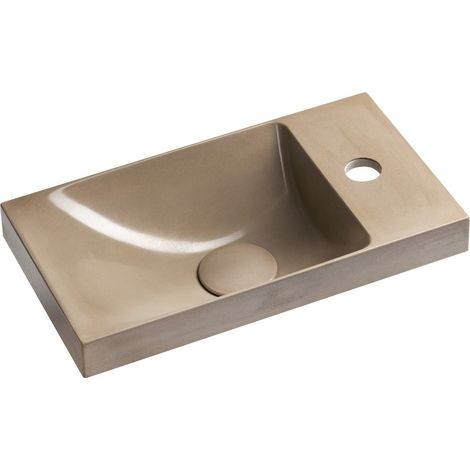 Vasque en béton AGOS 40x22cm, gauche/droite, sable semi-brillant (1/4)