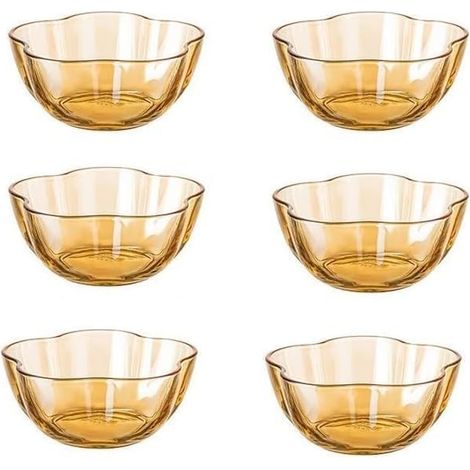 Lot 6 bols dessert transparents fleurs cerisier, mini bols cristal pour crème, ketchup, soja, vinaigre. (1/5)
