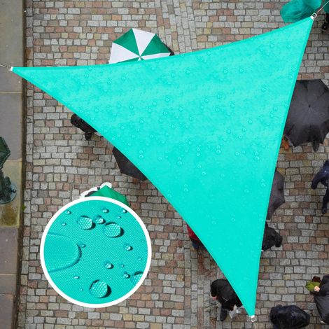 Voile d'ombrage Triangulaire Turquoise de 4,8 x 4,8 m x 4,8 m en Tissu de Blocage des Rayons UV et résistant à l'eau, pour extérieur, terrasse, Jardin, abri d'auto (1/5)
