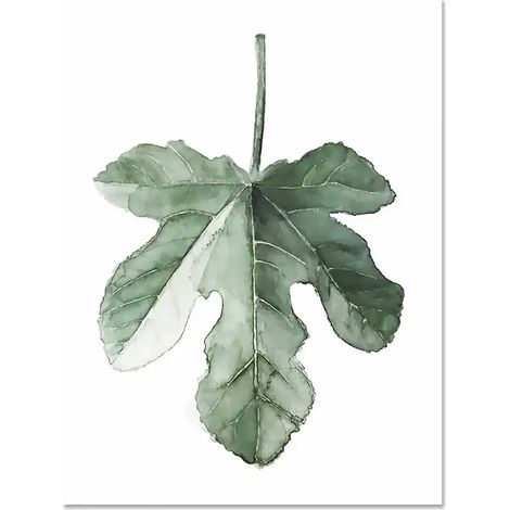 Affiche Botanique Feuille De Plante - Toile Imprimée Sans Cadre - Déco Murale Verte Pour Chambre Enfants Bureau Maison - 1 Pièce