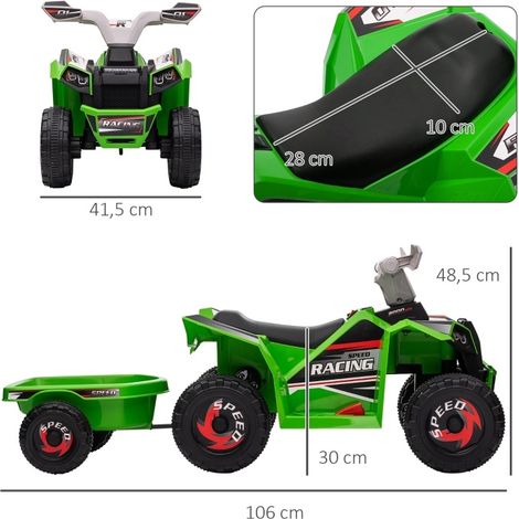 Quad elettrico ricaricabile per bambini 2,5 km/h con rimorchio, verde OKMYHOME (1/5)
