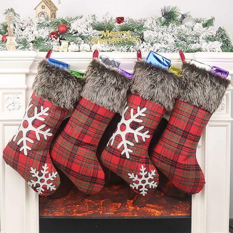 4er-Pack gestrickte Weihnachtsstrümpfe, große rustikale Weihnachtsstrümpfe für die Weihnachtsdekoration der Familie (2)
