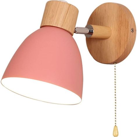 Applique murale style macaron avec cordon – support E27 – luminaire intérieur décoratif(Rose, lumière blanche) (1/5)