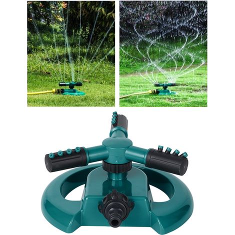 Arroseur de jardin rotatif à 360 degrés à trois bras, outil d'irrigation pour pelouse, vert (1/5)