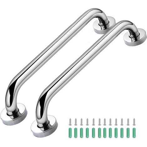 Lot de 2 Barre d’appui de Salle de Bain,43,5 cm Antidérapant Acier Inox Maintien Poignée Douche,Rampes d'escalier,Pour Personnes âgées,Handicapées,Extérieur et Intérieur Barre d'Appui (1/5)