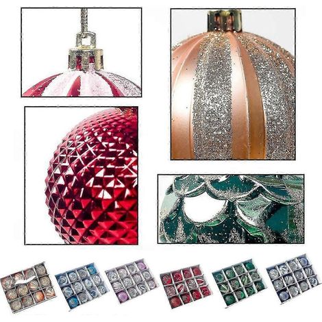 Boules de Noël, 12 pièces, décorations pour sapin de Noël, finition mate et brillante, boules scintillantes pour sapin de Noël (1/4)