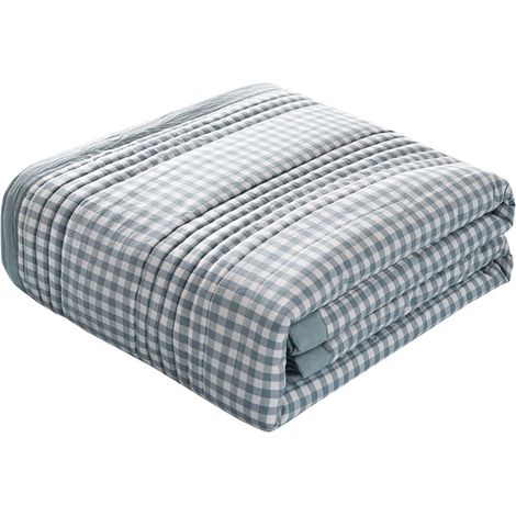 Plaid - Coton Polyester - Léger Respirant Lavable En Machine - Pour Été Et Printemps - Bleu - 100 x 150 cm - 1 Pièce (1/5)