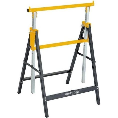Tréteau télescopique pliable 200Kg – Hauteur réglable 80 à 130 cm – Tube carré robuste 2.5x2.5 cm – Encombrement réduit 16 cm – Feroce (1/4)