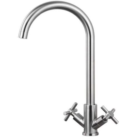 Robinet Cuisine Robinetterie de Cuisine avec Chauffe-eau Instantané Mitigeur Cuisine Mélangeur Robinet D'évier Cuisine 360° avec 2 Poignées (1/3)