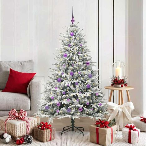 Künstlicher vorbeleuchteter Weihnachtsbaum mit Kugelset Grün