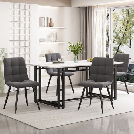 Mesa de comedor rectangular 140 x 80 cm en MDF con patas de metal negras HAVRYA (1/5)