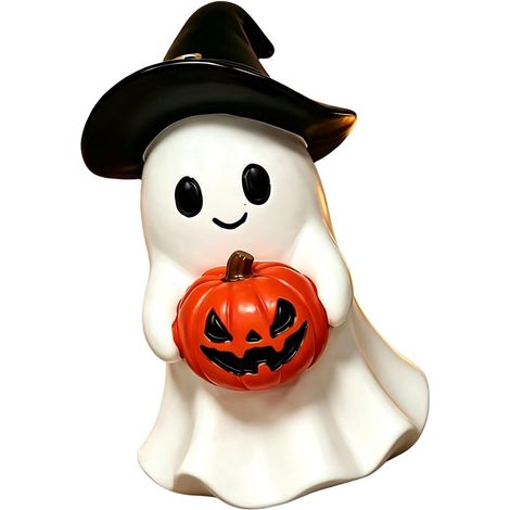 Figurine de Citrouille d ' Halloween pour décoration d ' intérieur saisonnière, étagère autoportante en résine, de Chapeau de sorcière avec Lanterne, Rebord de fenêtre de Bureau, entrée (1/5)
