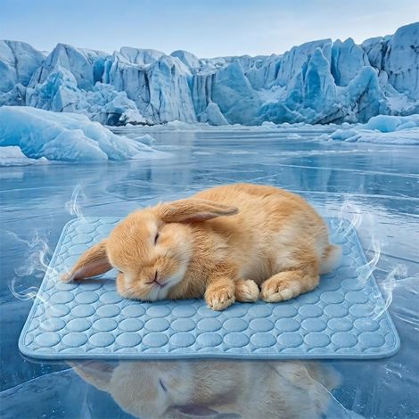 Tapis Rafraîchissant pour Chien et Chat – Tapis Auto-Refroidissant pour Animaux, Coussin Fraîcheur Lavable et Portable en Tissu Ice Silk, Pliable, Anti-Chaleur Été (Bleu, S) (1/5)
