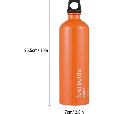 Bouteille de carburant en aluminium de 750 ml pour le camping, l'essence ou le kérosène. Réservoir de stockage à fixer sur un sac à dos. Réservoir de carburant portable pour réchauds de cuisine portab (1/5)