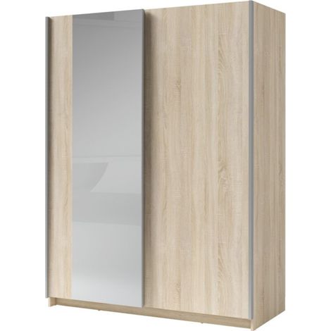 Armoire GOZU 151 cm avec 2 portes coulissantes et miroir – Chêne sonoma (1/5)