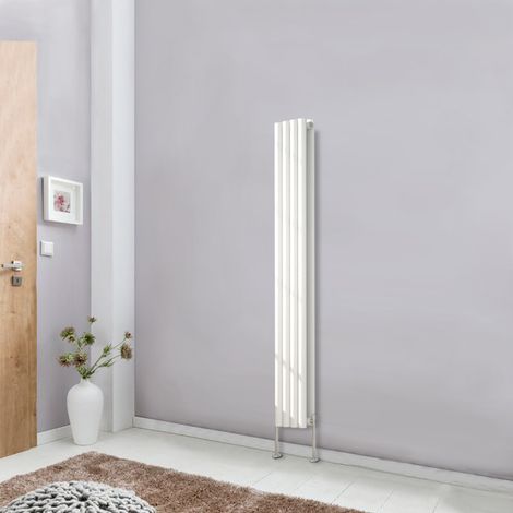 NRG Designer Radiator White Oval Column Central Heating Rads Vertical 1600x236mm Double