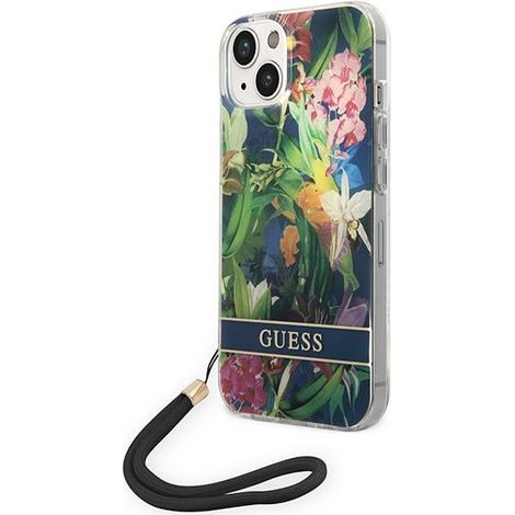 Guess GUOHCP14MHFLSB iPhone 14 Plus / 15 Plus 6,7 Zoll blaue/blaue Hartschalen-Schutzhülle mit Blumenmuster (1/5)