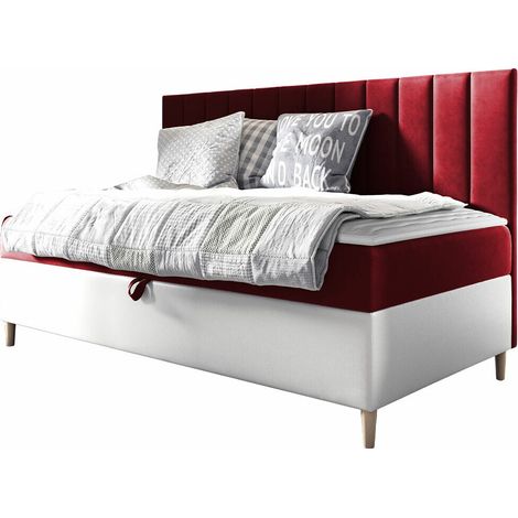 Cama continental Lucus I, Soft 017 + Fresh 8, Continental, Individuales, 80x200, Tapiz, Cuero ecológico, Somieres, 88x205x115cm (1/5)