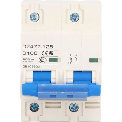 DC-Leistungsschalter 2P DZ47Z 125 100A DIN-Schienen-Miniaturleistungsschalter für Solar-PV-Systeme 1000V Blau (1/5)