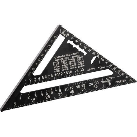 180mm(7pouces) Aluminium Règle Équerre de Triangle Rapporteur Multifonction Equerre Menuisier 45-90 Degres Carpenter Outil de Mesure(Métrique) (1/5)