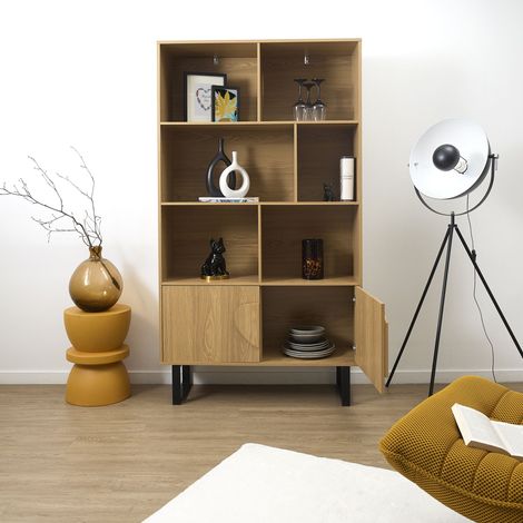 Bibliothèque - HOME DECO FACTORY - CALYPSO - Fonctionnelle - Marron et Noir (1/5)