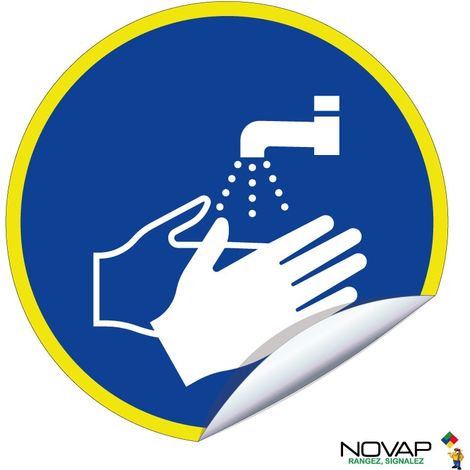 Adhésif Lavage des mains obligatoire - haute visibilité - Ø 300mm - 4100821