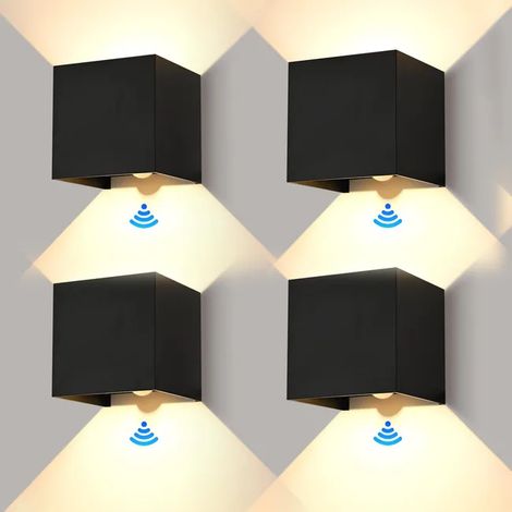 Lot de 4 appliques murales rechargeables avec détecteur de mouvement, magnétiques sans fil, angle de faisceau réglable, 2 modes d'éclairage, 4 000 mAh (1/5)