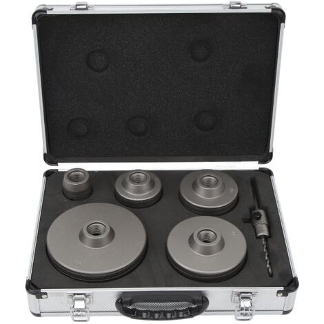Pair - SJLERST Kit D'embouts de Scie Cloche pour Béton 6 Pièces, Kit de Scie Cloche en Acier au Carbone 40-125 Mm avec Boîte de Rangement pour Mur de Ciment, Brique, Sable, Pierre Auto-nivelante (1/5)